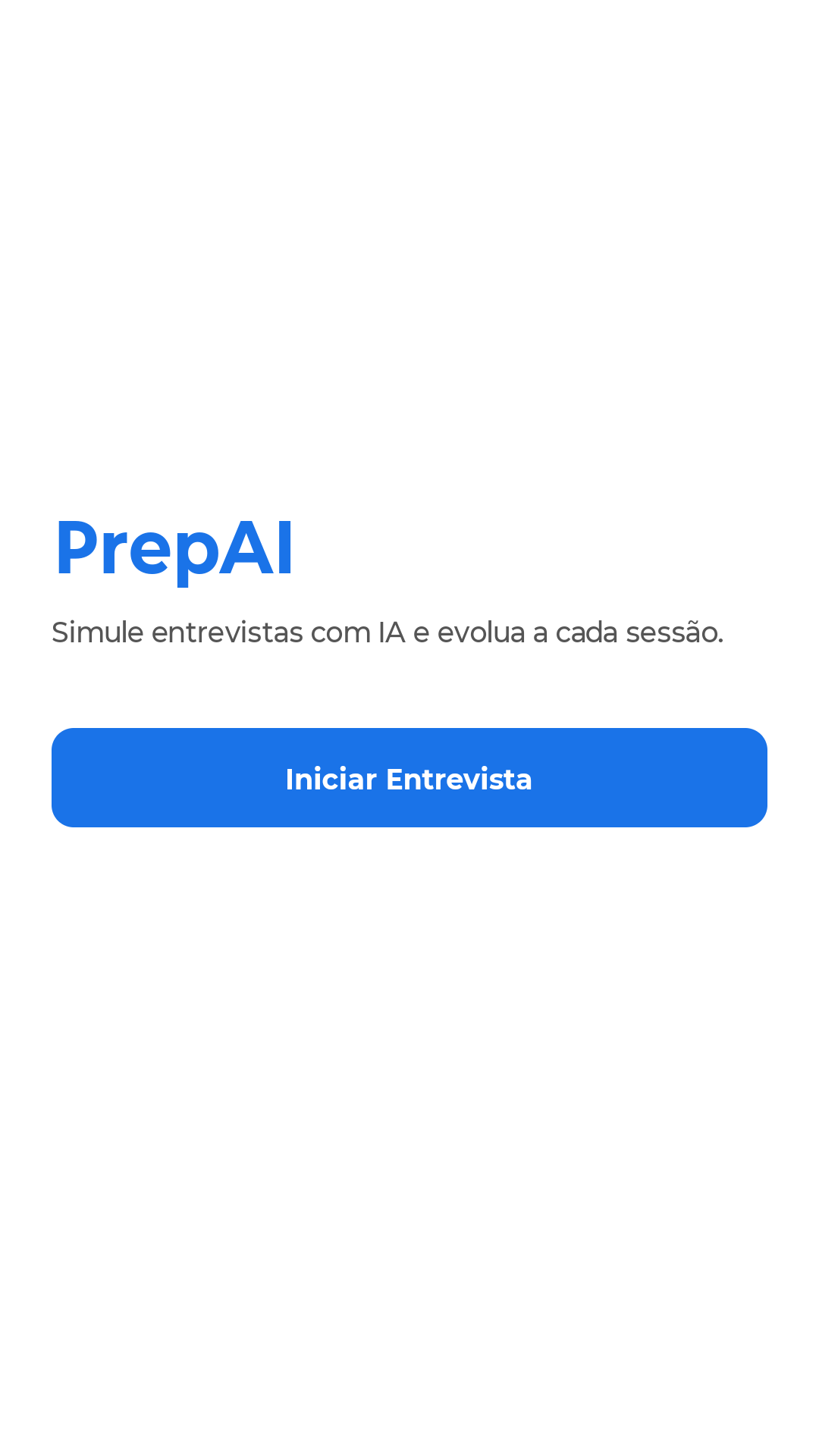 Tela de início de entrevista