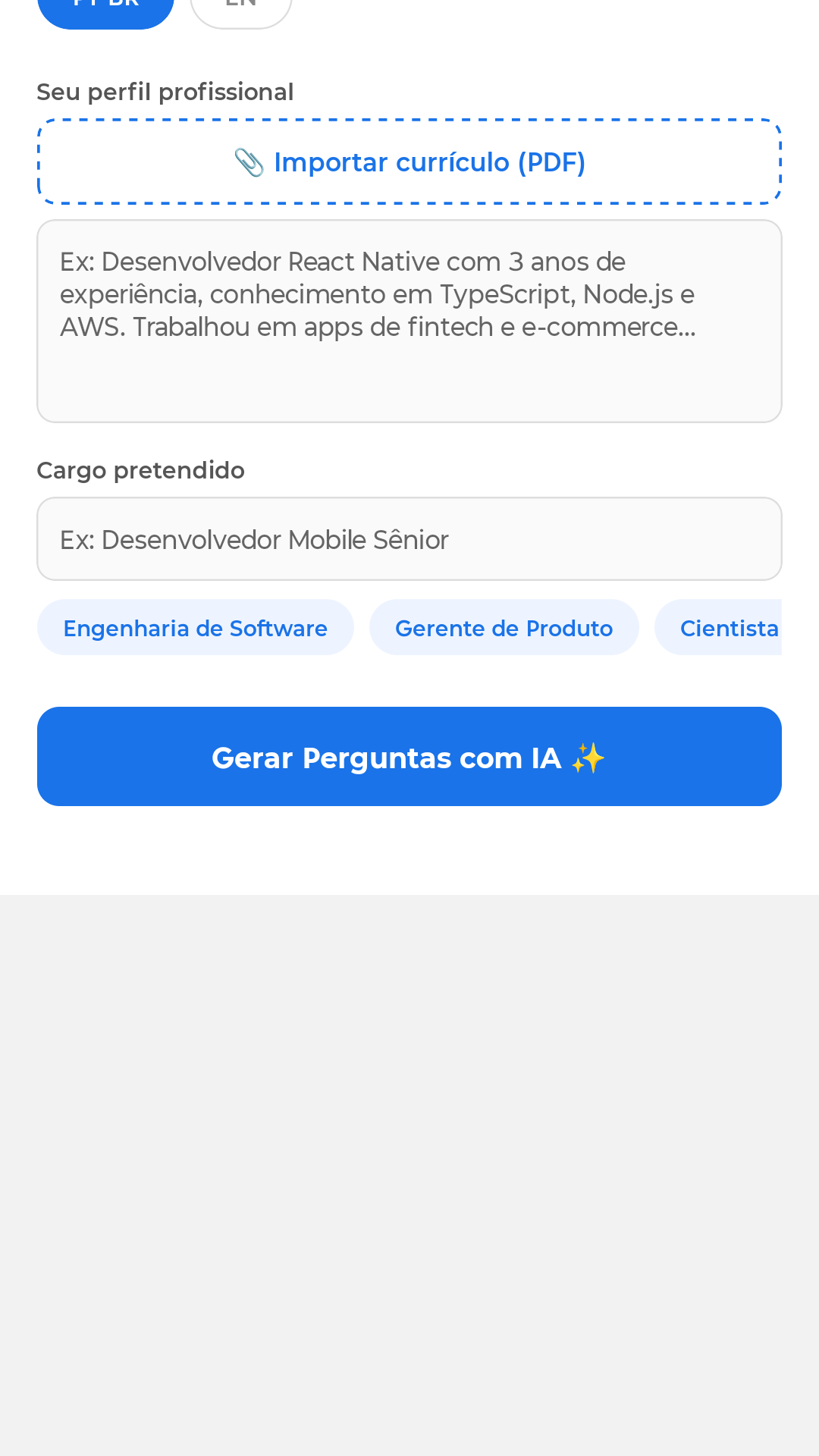 Configuração de entrevista no JobAce
